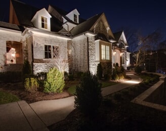 brentwood residential home with outdoor lighting